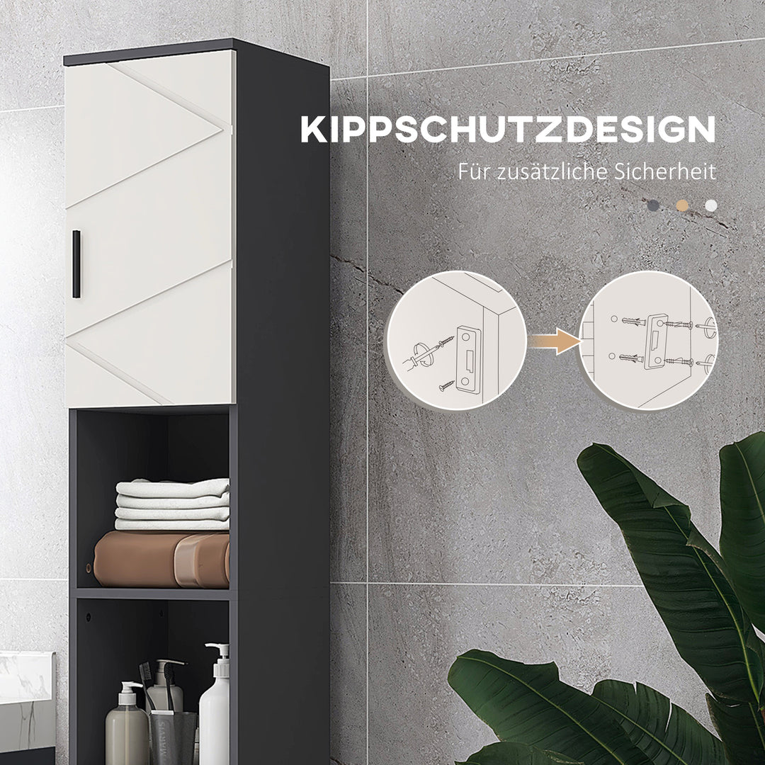 Badeværelsesskab, badeværelsesskab, justerbare hylder, spånplade, lysegrå