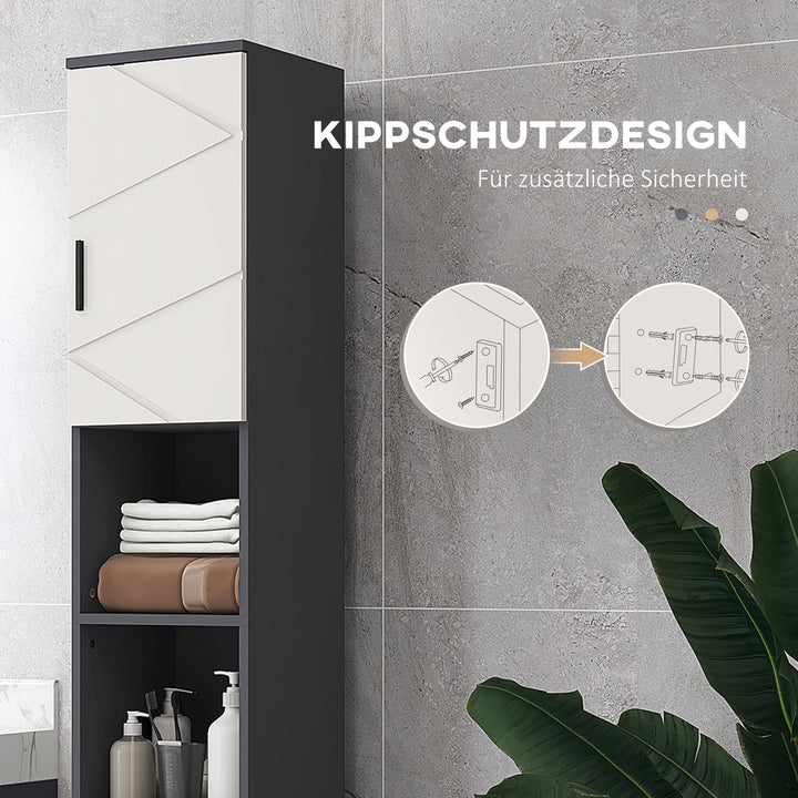 Badeværelsesskab, badeværelsesskab, justerbare hylder, spånplade, lysegrå