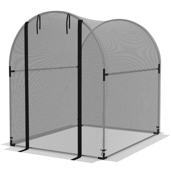 Plantebeskyttelsesnet, fuglebeskyttelse, med dør og robust stålramme, 1,2x1,5x1,5m, sort/sølv