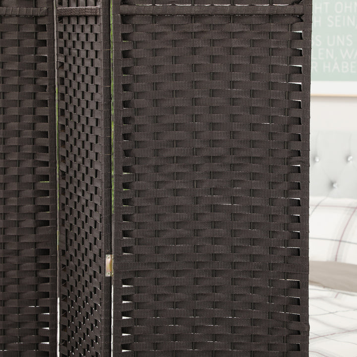 6-Panels rumdeler, foldbar skærm, skærm til stue, soveværelse, hjemmekontor, brun