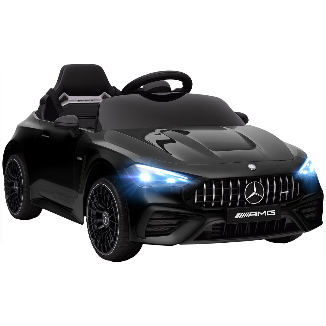 Børne elbil, Mercedes design, 12V motor, fjernbetjening, LED-lys, musik, til børn i alderen 3-6 år, sort