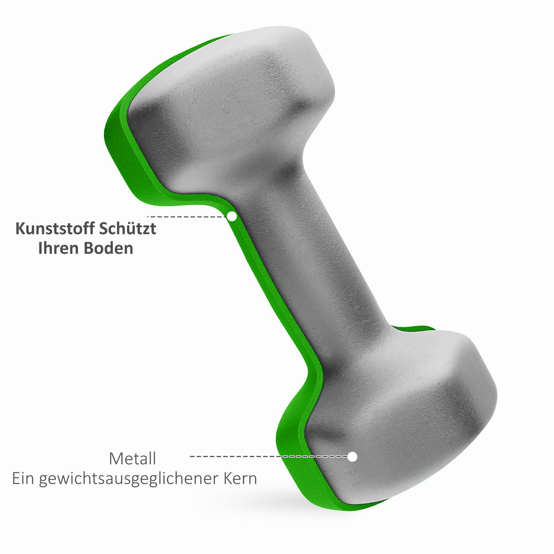 Håndvægtsæt med opbevaringsstativ, sæt med 6 håndvægte til fitnesstræning, 2 x 1 kg, 2 x 2 kg, 2 x 3 kg