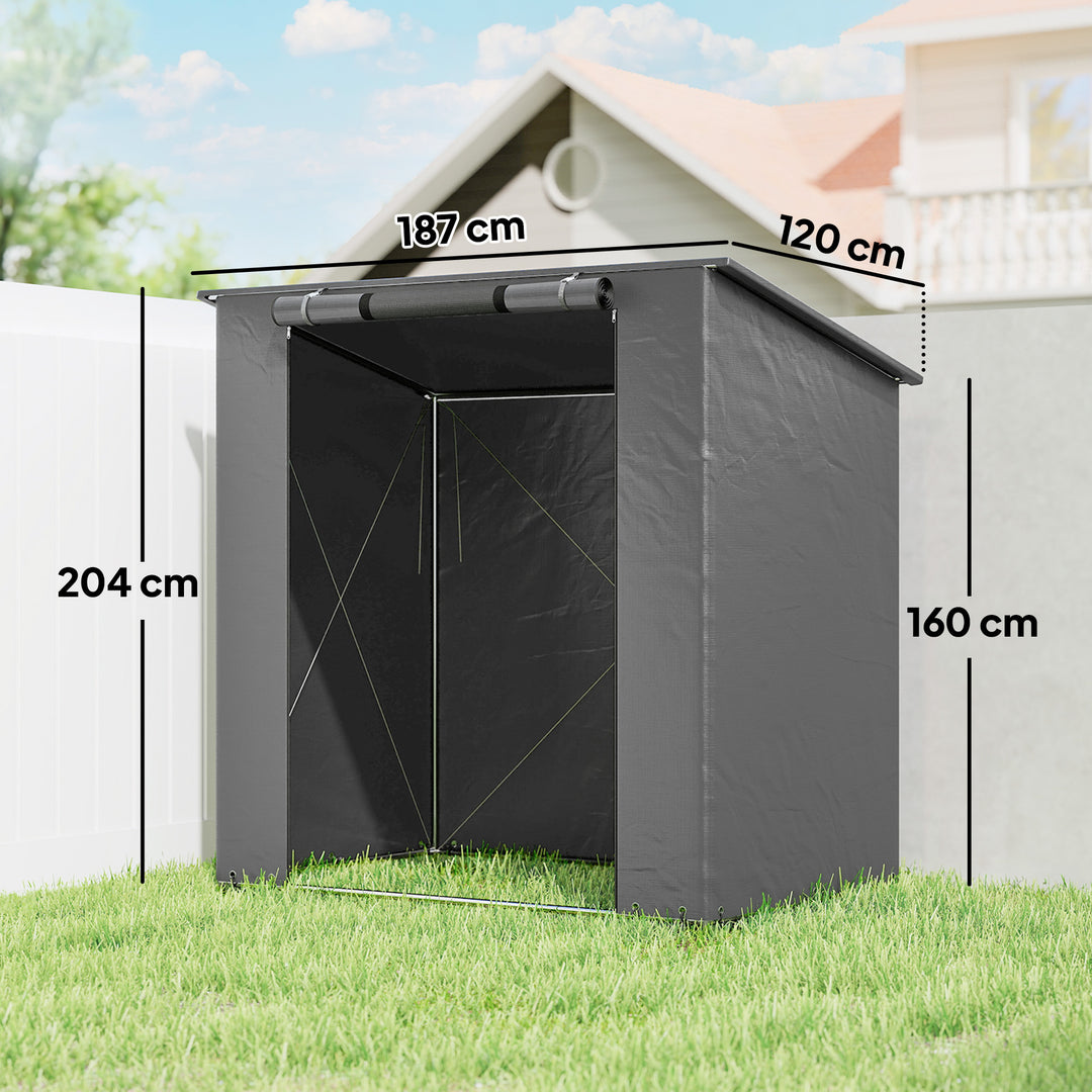 Teltgarage 1,9x1,2 m Vandtæt garagetelt med rulledør med lynlås og ventilationsvindue Mørkegrå