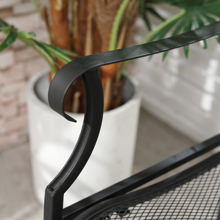 Nostalgisk metalhavebænk, 2-personers, vejrbestandig, sort, 113 cm x 58 cm x 98 cm