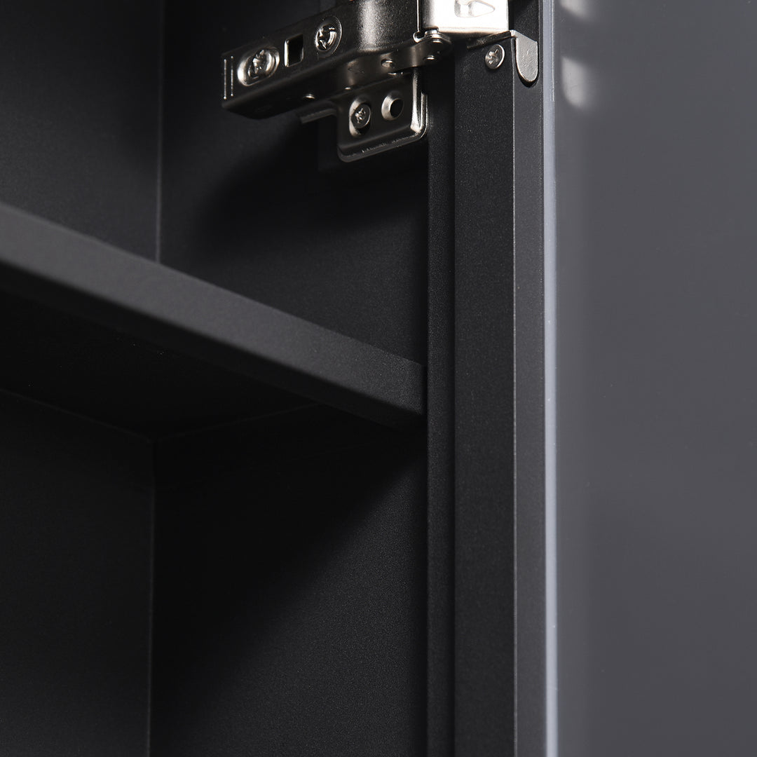 Spejlskab, 3 hylder, bløde hængsler, stålkabinet, sort, 40 x 15 x 60 cm