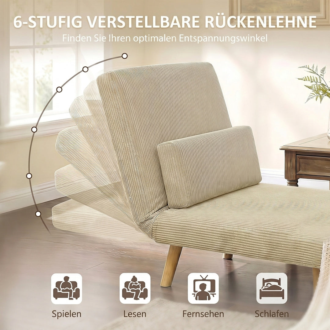 Sovestol 3 i 1 sovesofa med sengefunktion, 90x190 cm Beige
