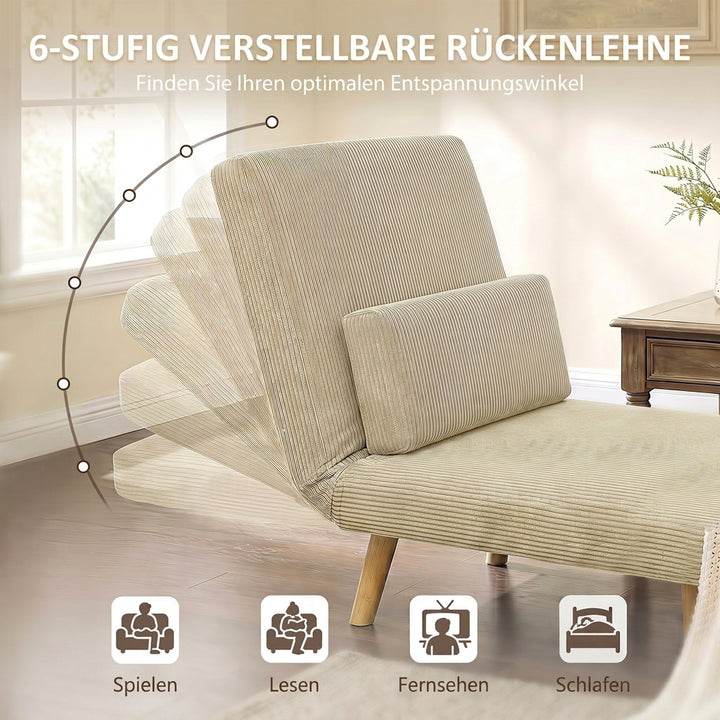 Sovestol 3 i 1 sovesofa med sengefunktion, 90x190 cm Beige