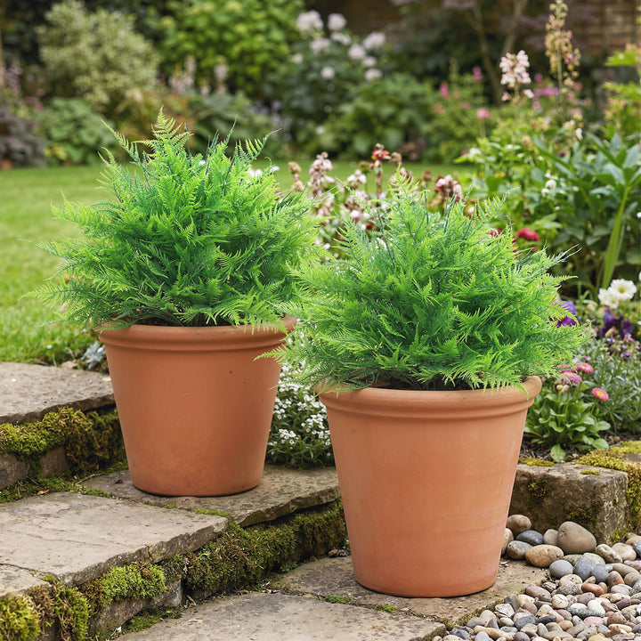 Kunstige Bostonbregnebuske, UV-bestandige, kunstige planter med pæle, sæt med 2, 60 cm til have, veranda