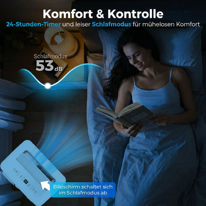 Bærbart klimaanlæg med 12.000 BTU, 4-i-1 klimaanlæg med WiFi og stemmestyring, køling, affugter, ventilator, dvaletilstand