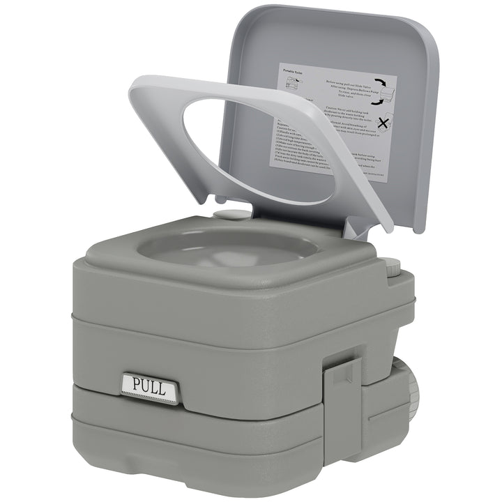 Udendørstoilet, transportabelt toilet, spildevandstank, skylletank, plastik, låg, grå
