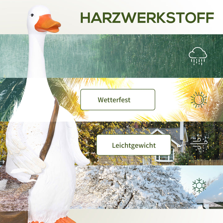 Urtepotte, svane med skuldertaske, vejrbestandig, 32 x 18 x 60 cm, hvid, brun