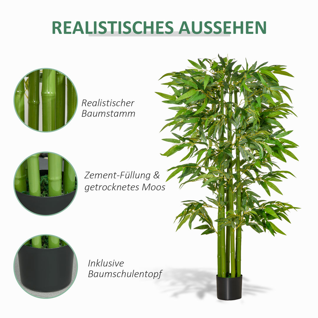 Stor kunstig bambus, 160 cm, kunstig plante, kunstige plastikplanter i en potte, falsk plante der ser ægte ud, til stue, soveværelse, kontor, have, moderne dekoration, gave