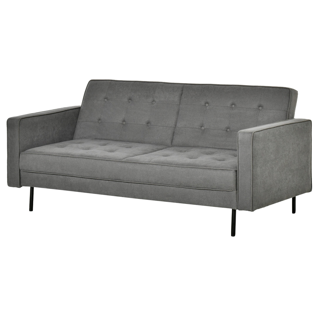 Sovesofa 3-personers sovesofa stofsofa sofa med sovefunktion sovesofa med justerbar vinkel vintage eukalyptustræ bomuld grå