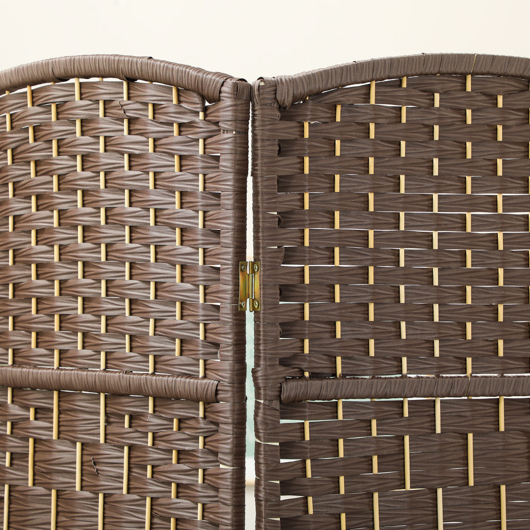 Rumdeler, 3-panels foldbar skillevæg, vævet mønster, fyrretræ, brun