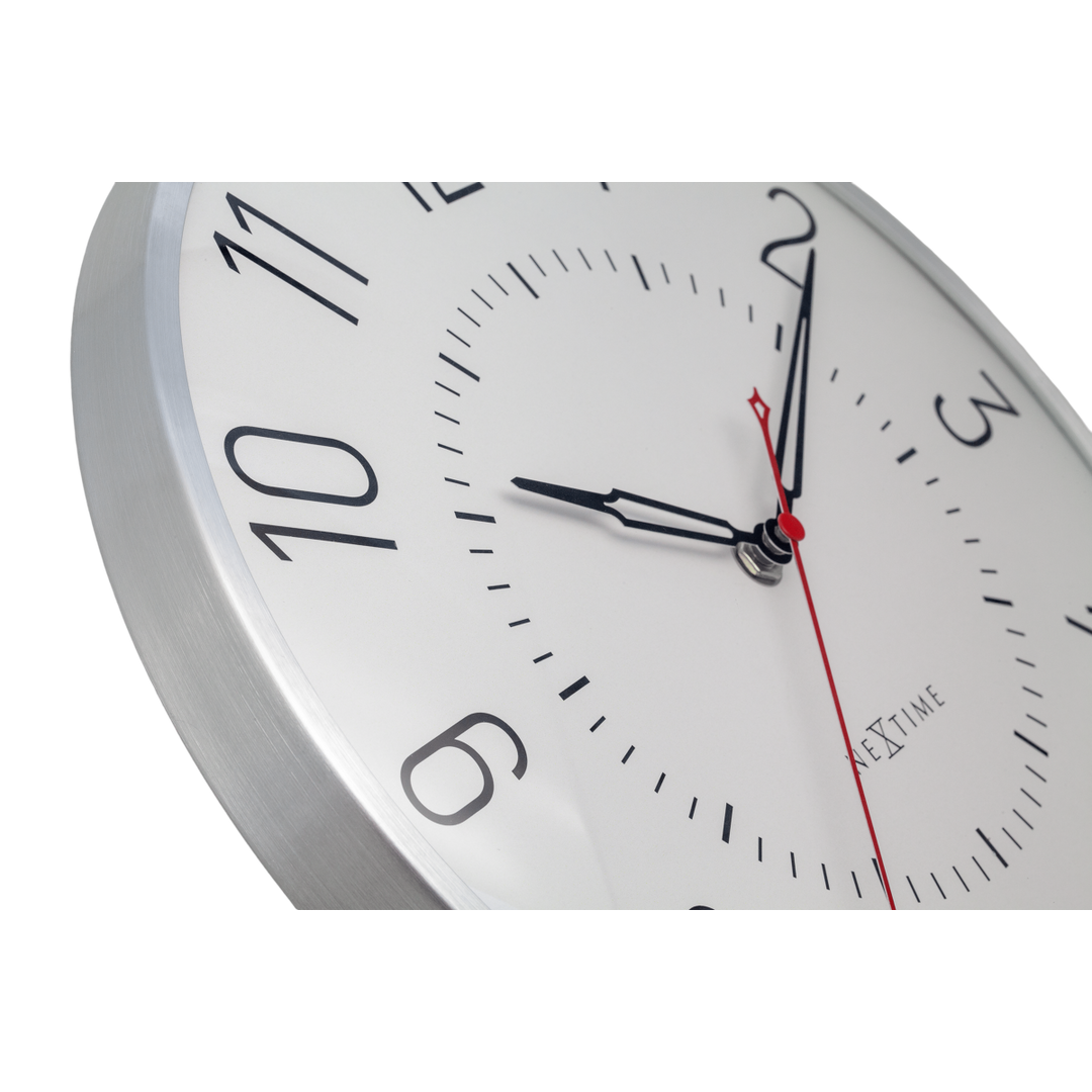 Vægur 30,5 cm-Silent-Dome linse-Aluminium-NeXtime 'Rotterdam'