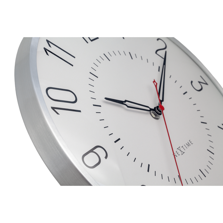 Vægur 30,5 cm-Silent-Dome linse-Aluminium-NeXtime 'Rotterdam'