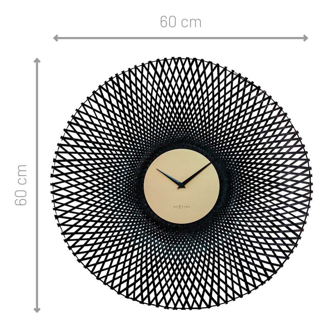 Vægur 60 cm-Silent-Brown/Sort-Bamboo-NeXtime 'Vortex'