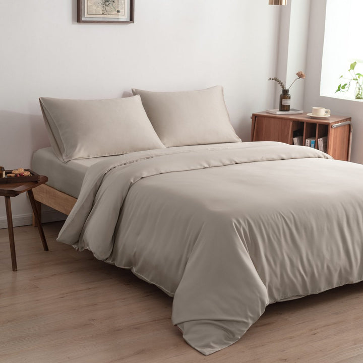 Beige Bambus Sengesæt 2-personers - 400TC Tanboocel - Blød Taupe