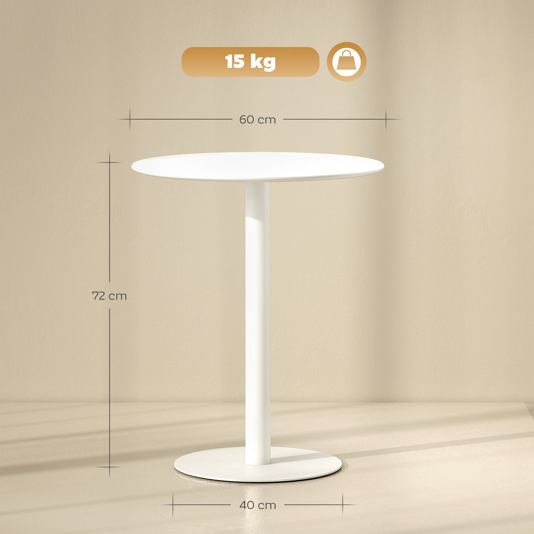 Rundt spisebord til 2 personer, stål, til indendørs og udendørs brug, hvid