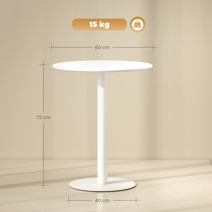 Rundt spisebord til 2 personer, stål, til indendørs og udendørs brug, hvid