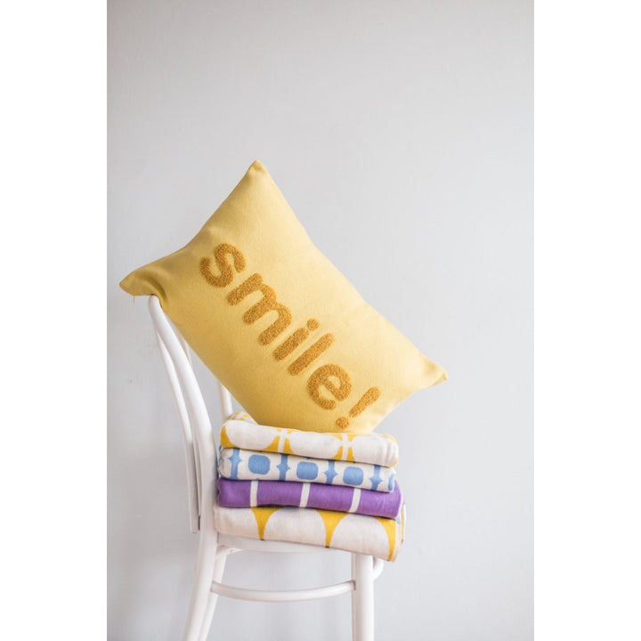 Smil Pillow Yellow, Punch Needle Embroidery