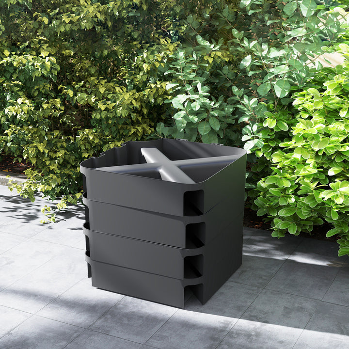 Fodvægte til parasolfod, vandtæt, kan fyldes med sand, plastik, 89l x 89b x 10,5h cm, sort