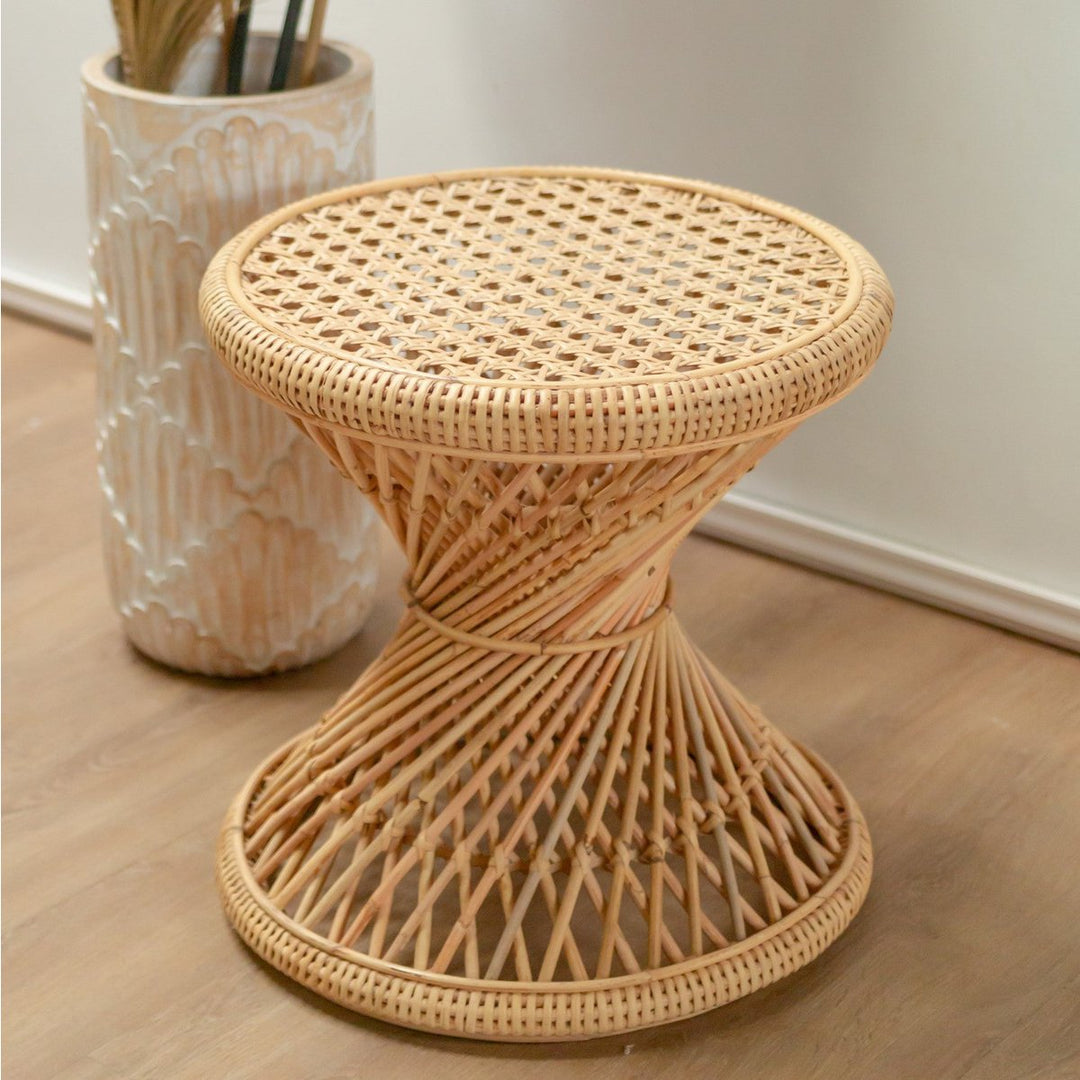 Sidebord i rattan | Sofabord | Rundt Sofabord LUHU Ø45 cm Beige