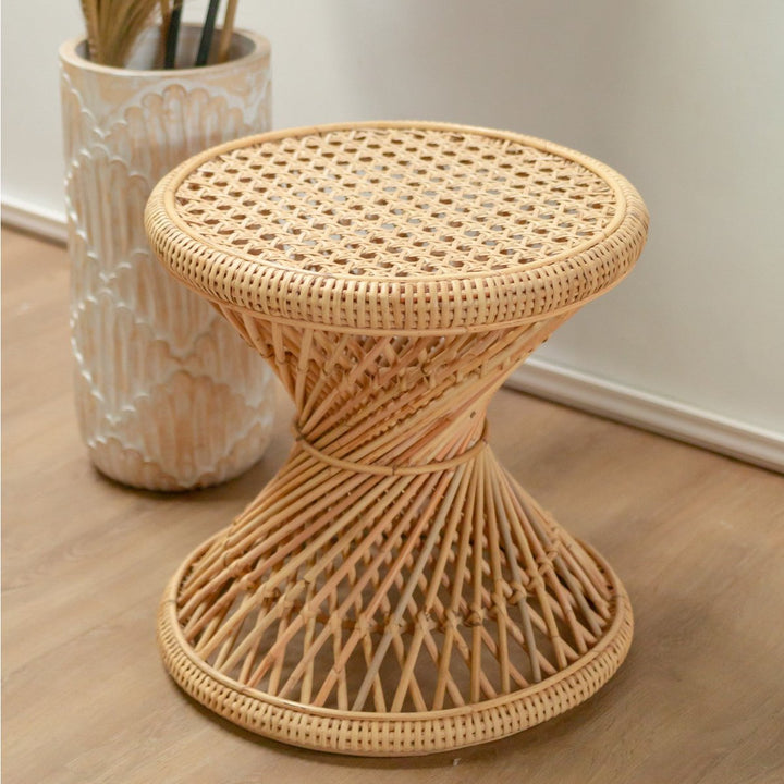 Sidebord i rattan | Sofabord | Rundt Sofabord LUHU Ø45 cm Beige