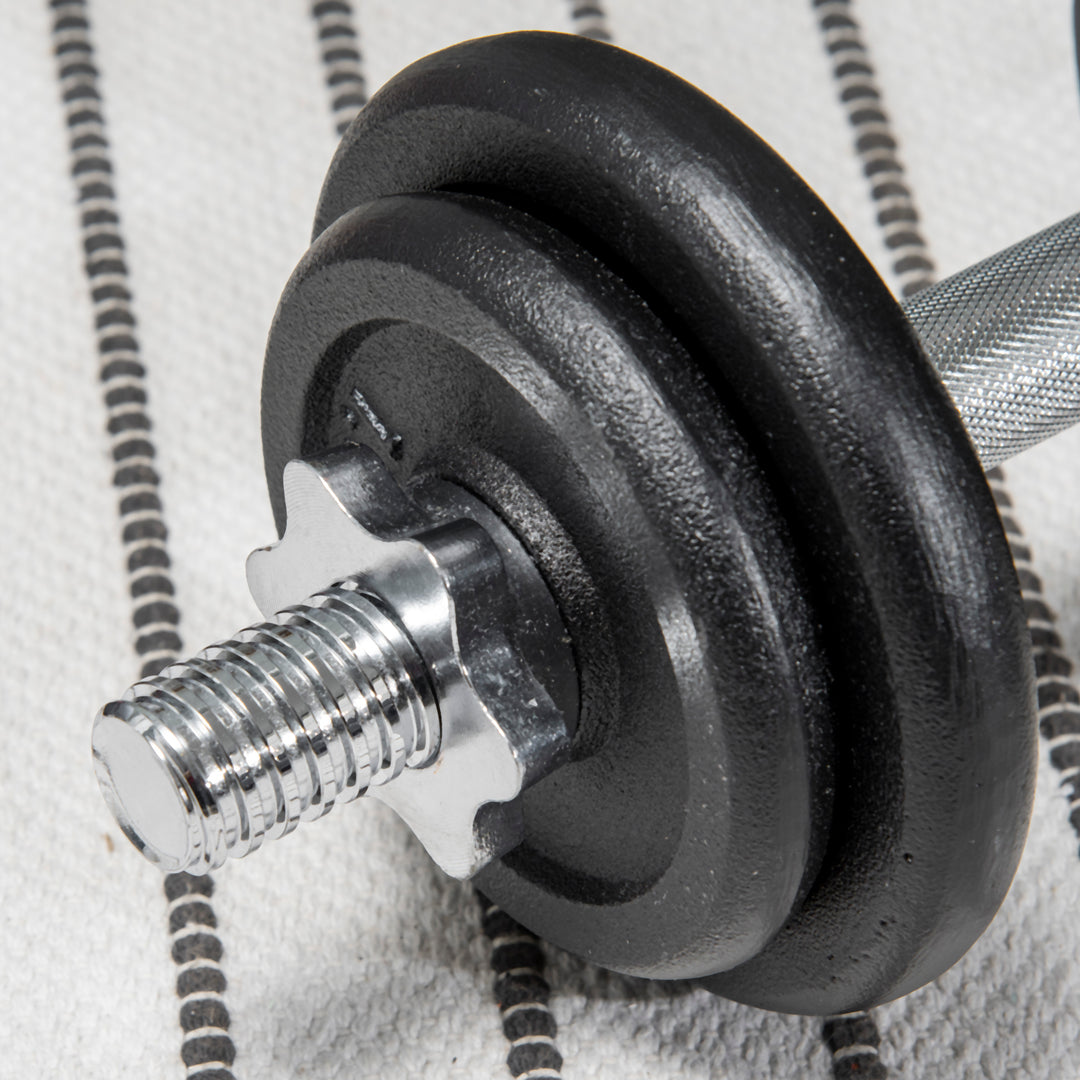 Håndvægt, vægtstang, 2-i-1, 20 kg, 8 vægtskiver, rustfrit stål, sort, 95 x 16 x 16 cm