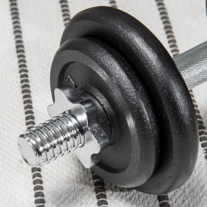 Håndvægt, vægtstang, 2-i-1, 20 kg, 8 vægtskiver, rustfrit stål, sort, 95 x 16 x 16 cm