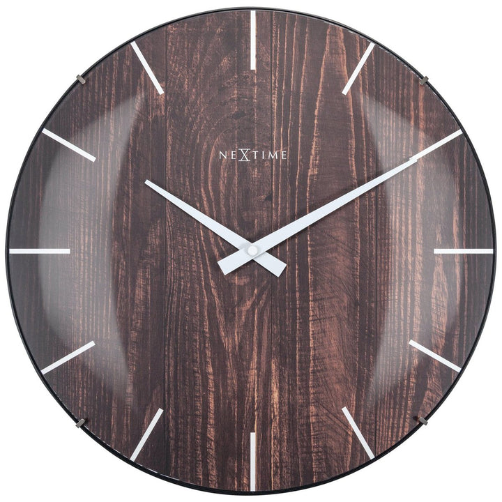 Vægur - 35 cm - Dome Glas - 'Edge Wood Dome'