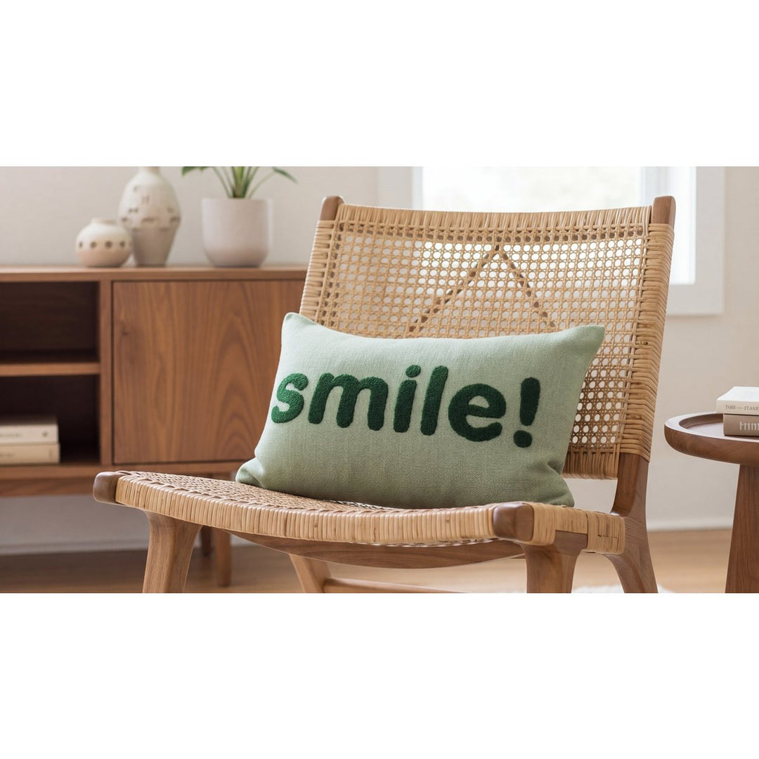 Smile Pude Grøn, Punch Needle Broderi