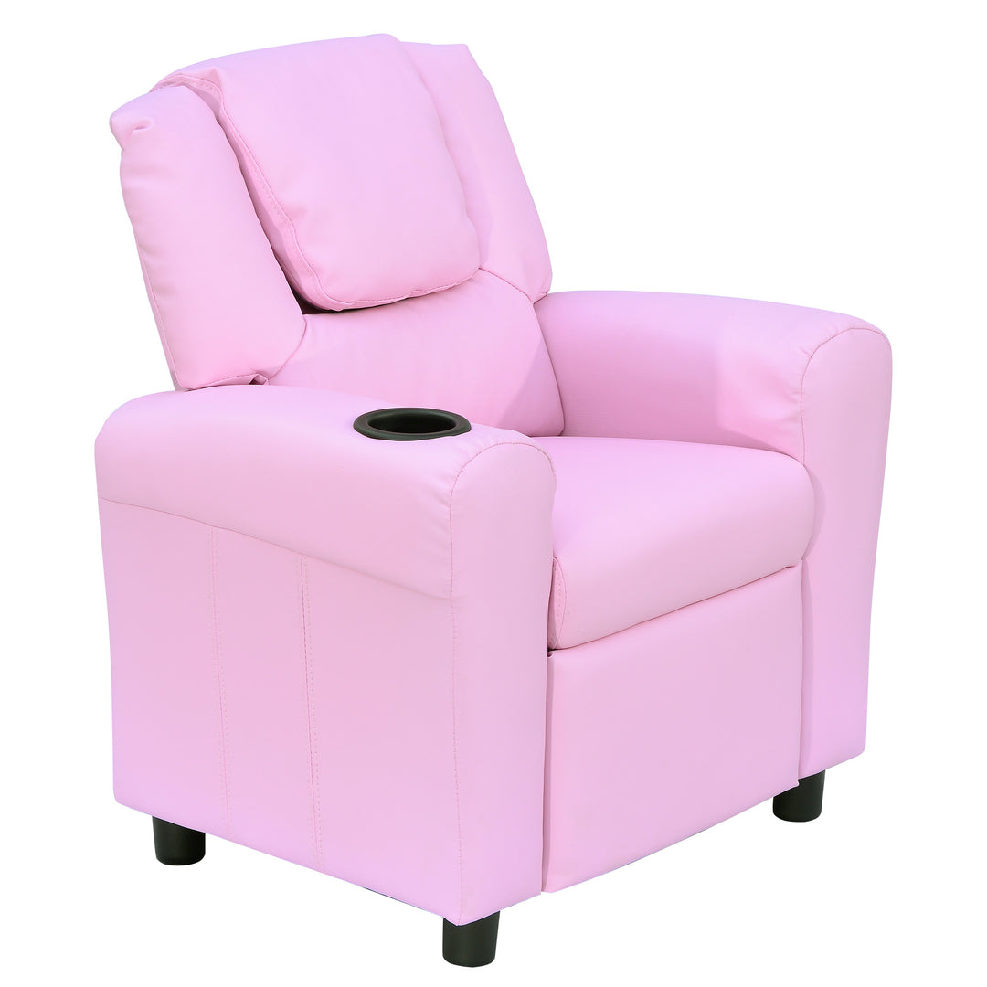 Børnesofa, børnelænestol med fodstøtte, armlæn, kopholdere, justerbar ryglæn, chaiselong, børnesofa, lænestol, børnesofa til 3-6-årige drenge og piger, pink