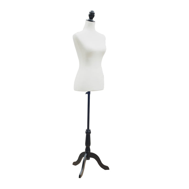 Mannequin-torso, kjoleform, vinduesmannequin, skum, træ, metal, hvid