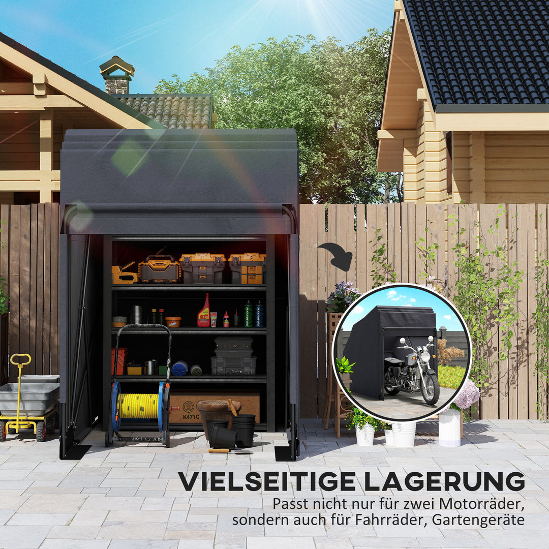 Motorcykelovertræk foldbart udendørs, xxl 345x135x191 cm, sort