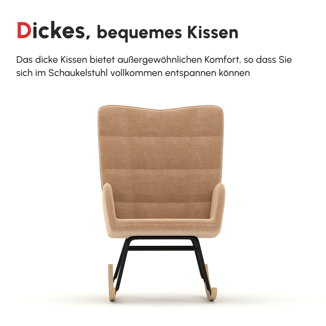 Retro gyngestol, massivt træ, lænestol, afslappende lænestol, 98 cm x 71 cm x 101 cm, brun