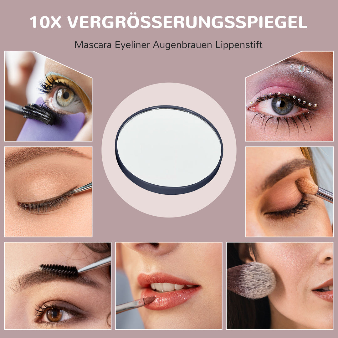 Makeupspejl med led-lys, usb-port, 3 tilstande, roterbar, sort