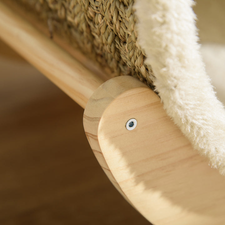 Kattehule med kradseområde inklusive pude, kradsetønde, 41 cm x 38 cm x 43 cm, natur + beige