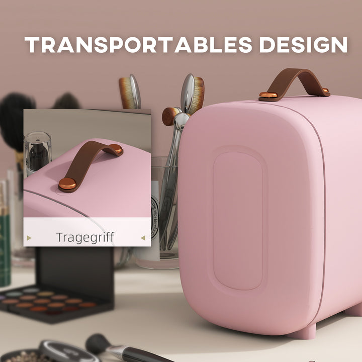 Minikøleskab beauty fridge, 4 l kapacitet, 20 x 26 x 28 cm, lyserød