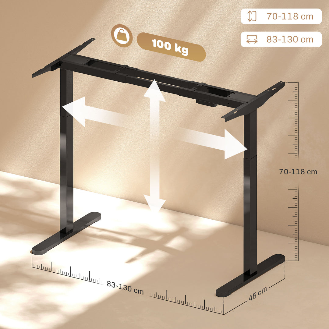 Elektrisk skrivebordsstel, højdejusterbart, med hukommelsesfunktion, stål, sort