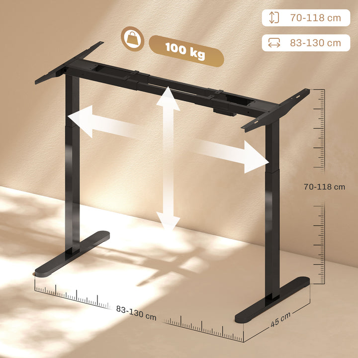Elektrisk skrivebordsstel, højdejusterbart, med hukommelsesfunktion, stål, sort