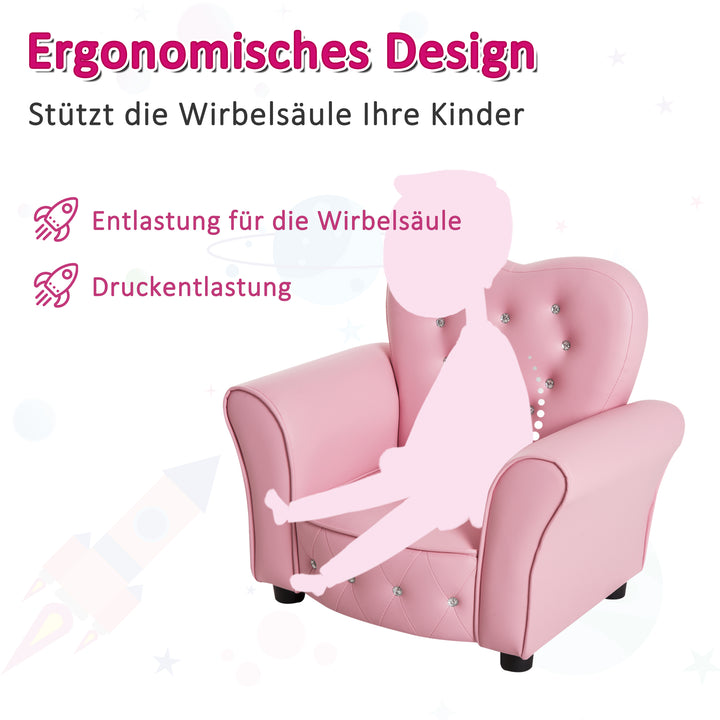 Børnesofa børnestol prinsesse minisofa børneværelsessofa hjerteformet pink l59 x b41,5 x h49 cm