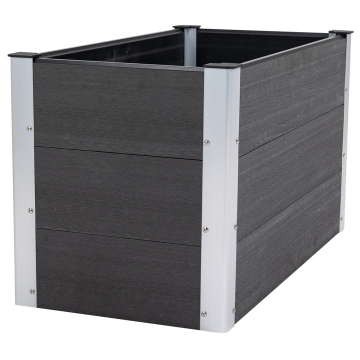 Højbed lavet af aluminium, plantebed, kold ramme, havebed, blomsterkasse, vejrbestandig, uden base, plantekasse 100x50x55,5 cm til terrasse, balkon, blomsterkasse til blomster, planter, grå