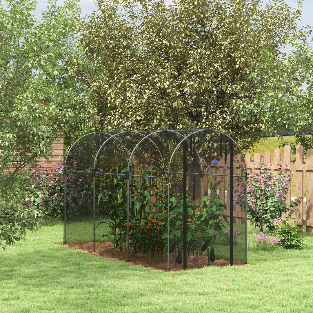 Fuglenet, plantebeskyttelse, robust, dør med lynlås, 120x360x188 cm, sort/sølv