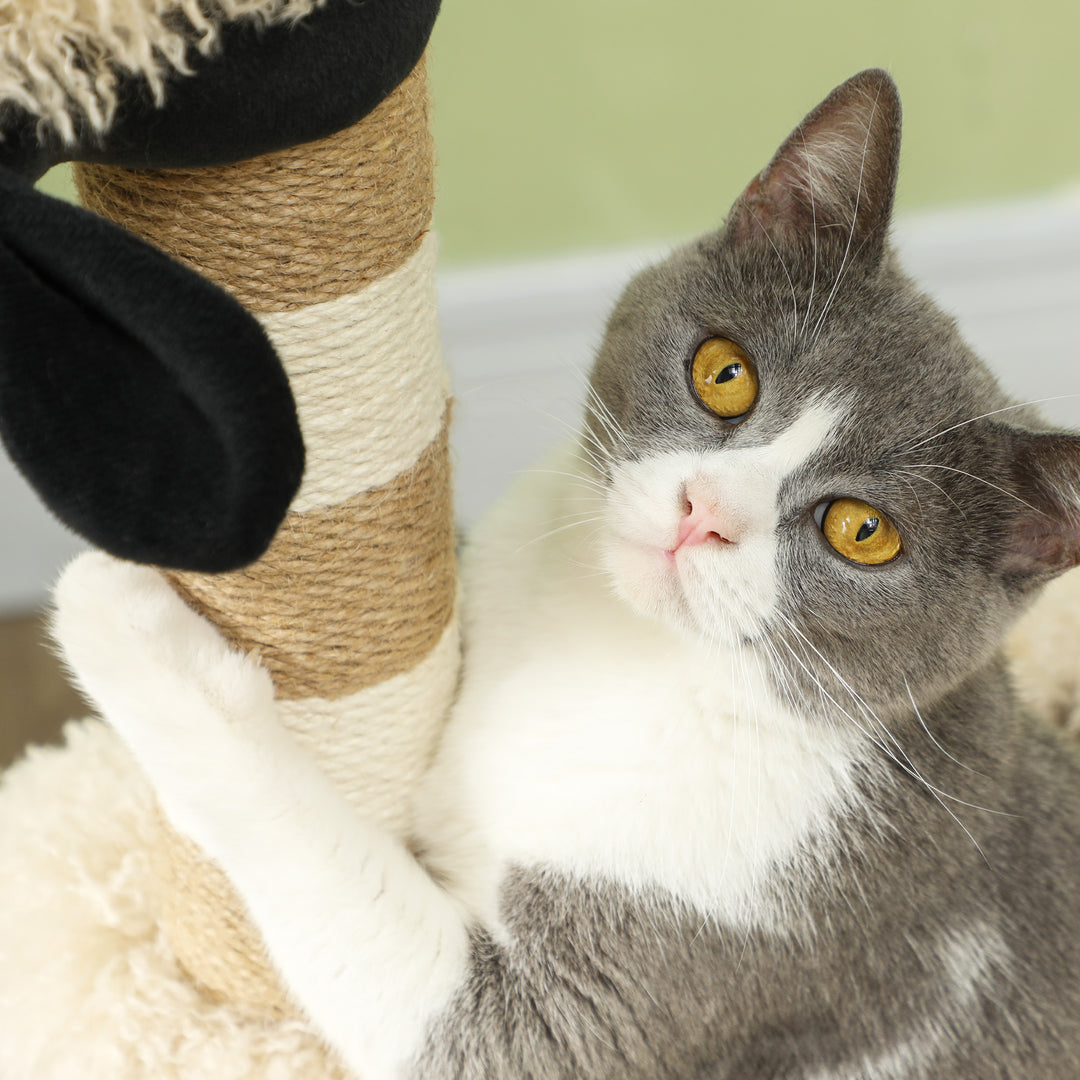 Kradsetræ i fåredesign med kradsetræ, tunnel og legetøj, 98 cm, lysebrun