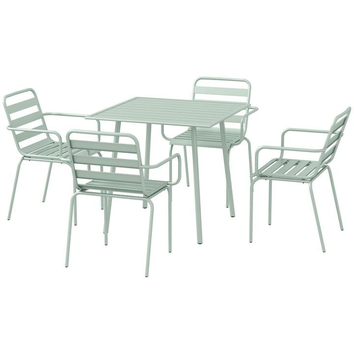 5-Delt havesiddegruppe, udendørs siddegruppe, havemøbelsæt, vejrbestandig, moderne design, 80 x 80 x 74 cm, grøn