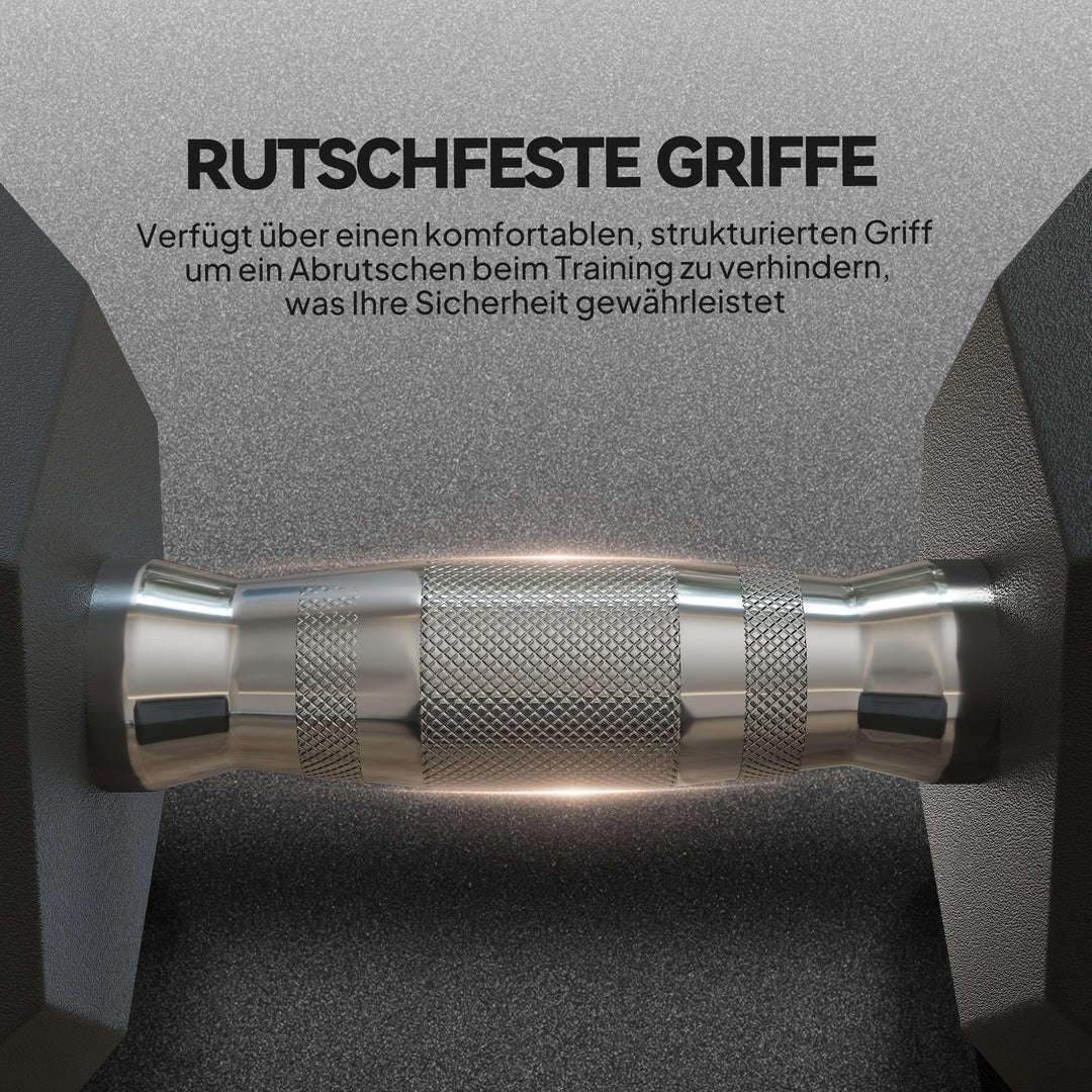 Håndvægte med riflet håndtag, støbejernshåndvægte, 2 x 15 kg, håndvægte til mænd og kvinder