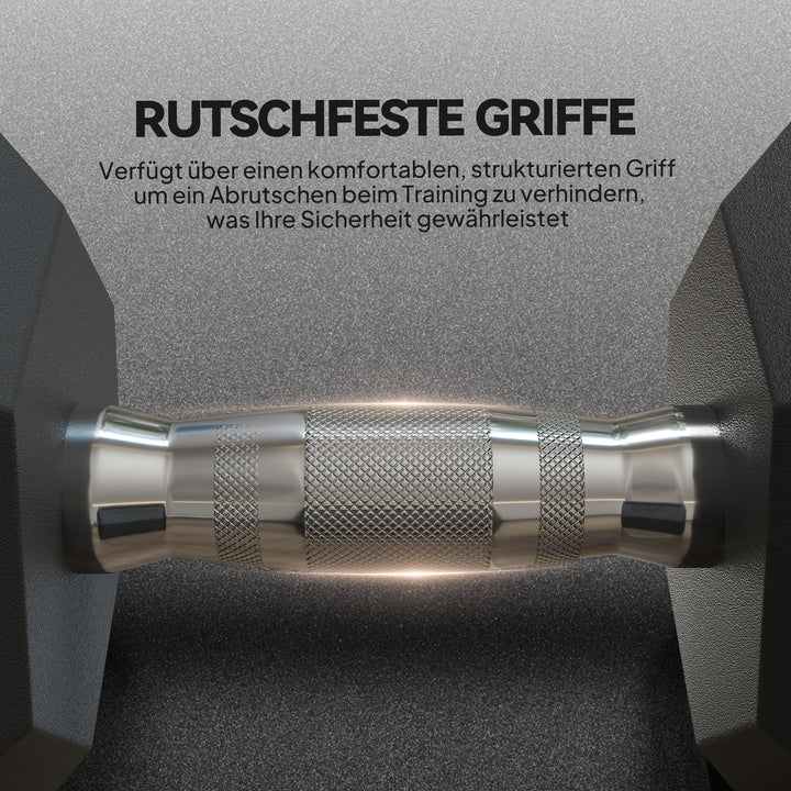 Håndvægte med riflet håndtag, støbejernshåndvægte, 2 x 15 kg, håndvægte til mænd og kvinder