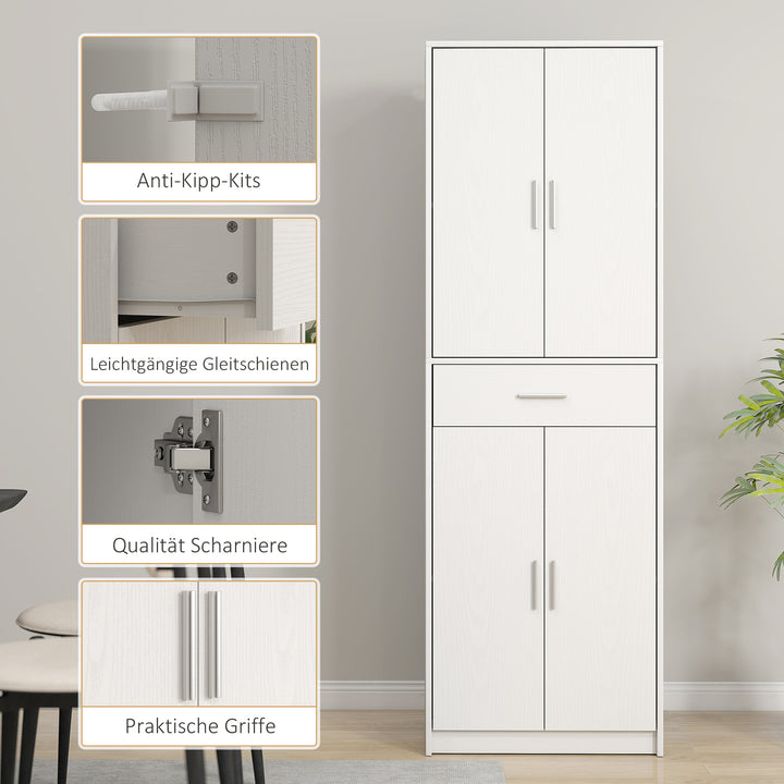 Køkkenskab, 3-lags justerbare hylder, spånplade, mdf, masser af opbevaringsplads, hvid