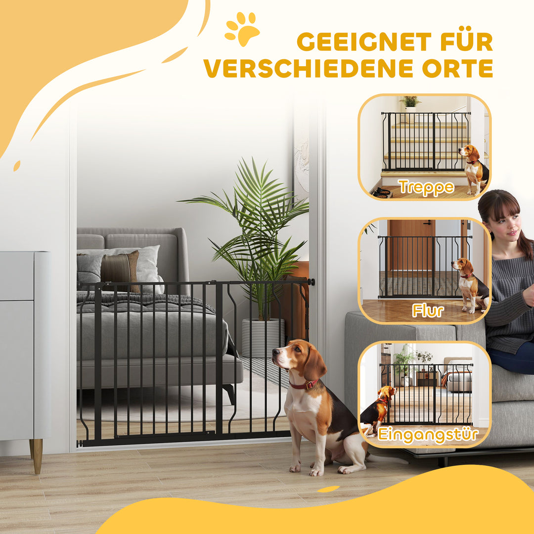 Hundegitter, klemmemontering, justerbar længde, stål/abs, 75-115 x 76 cm, sort